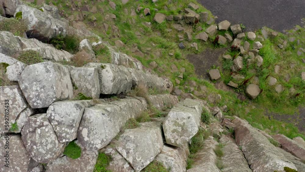 The Hexagonal Basalt Rock Formation of Giant's Causeway in Northern Ireland The Hexagonal Basalt Rock Formation of Giant's Causeway in Northern Ireland