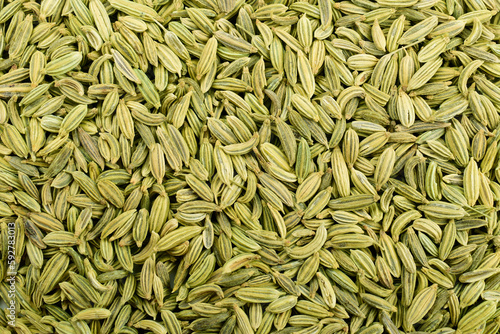 Top view of fennel seed texture background, saunf