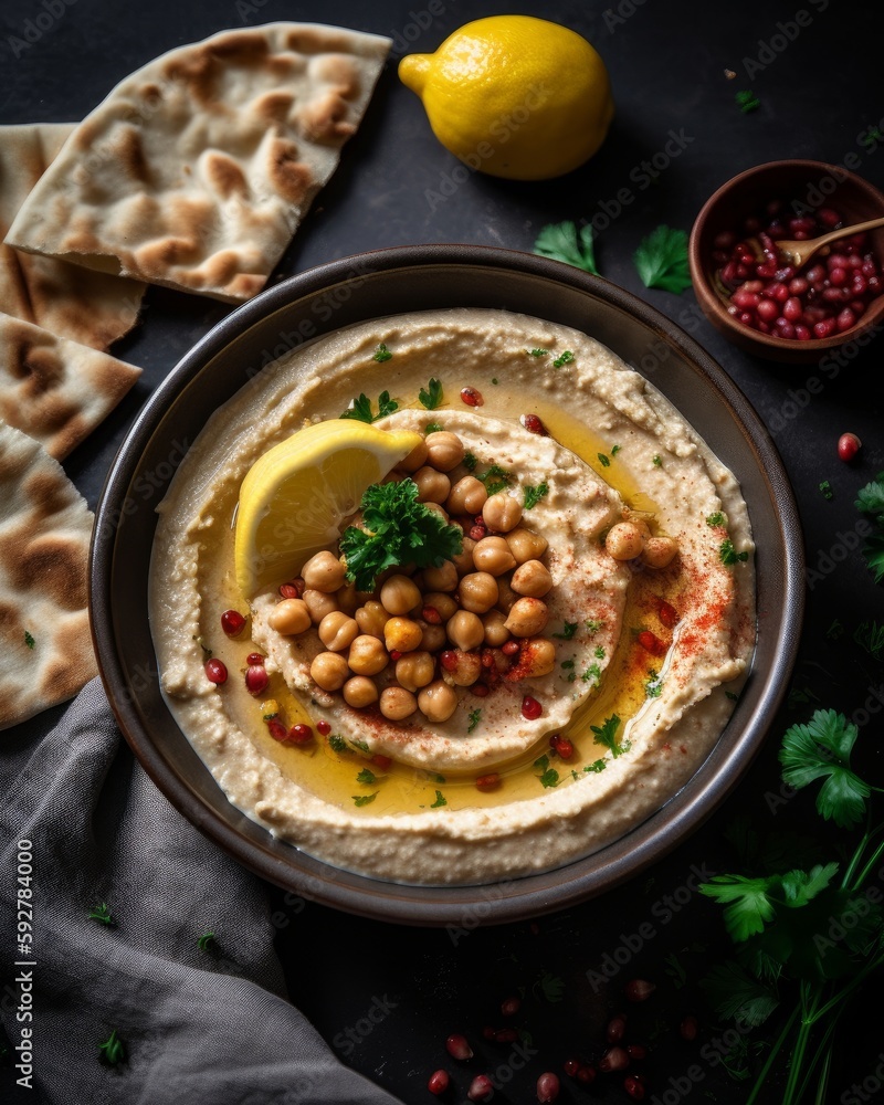 Delicious Hummus from Middle Eastern Cuisine, Vegan Favorite, Generative AI