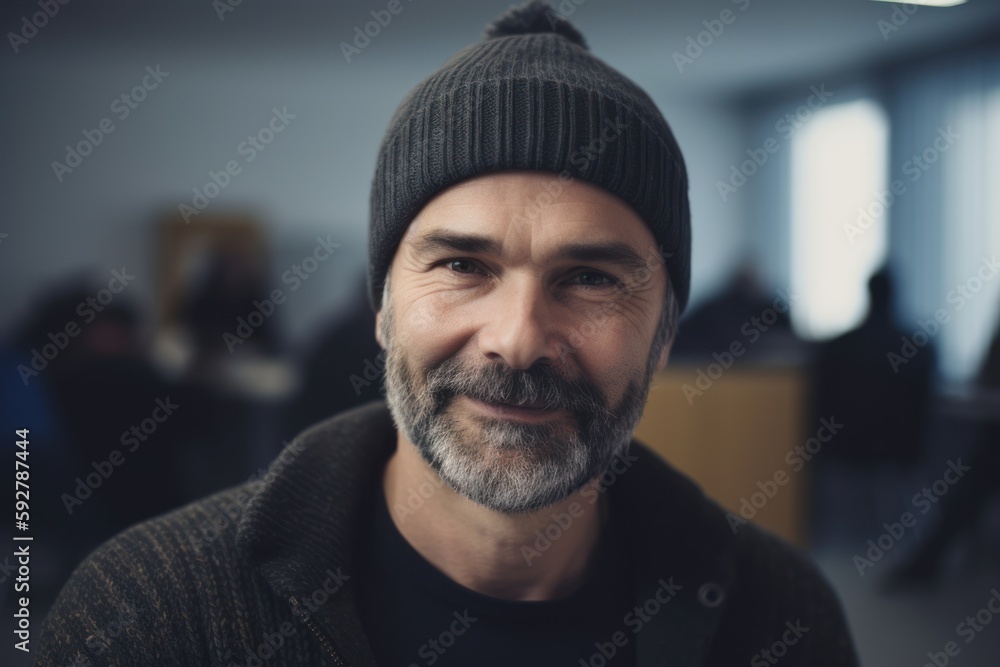 Portrait of a man with a gray beard and a gray sweater Portrait of a man with a gray beard and a gray sweater