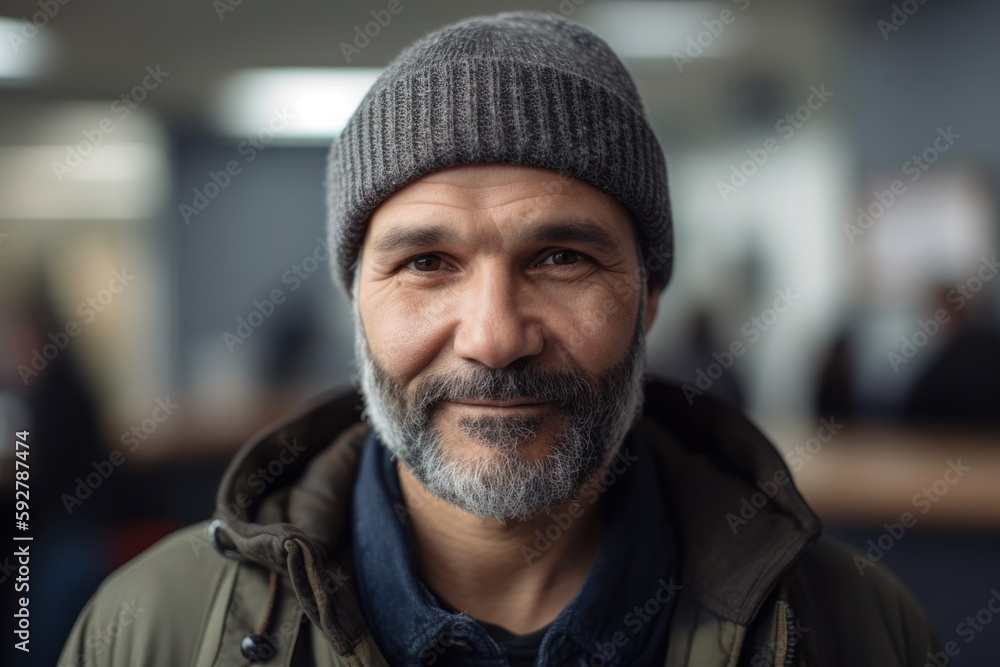 Portrait of a senior man in a beanie hat and jacket Portrait of a senior man in a beanie hat and jacket