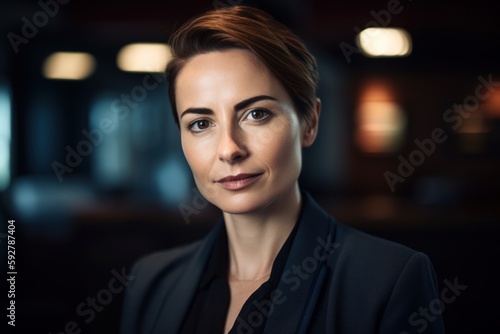 Portrait of a beautiful businesswoman in a suit looking at the camera