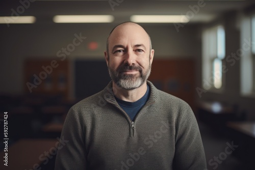 Portrait of a mature man standing in an office looking at the camera