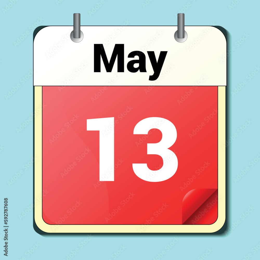 calendar vector drawing, date May 13 on the page calendar vector drawing, date May 13 on the page