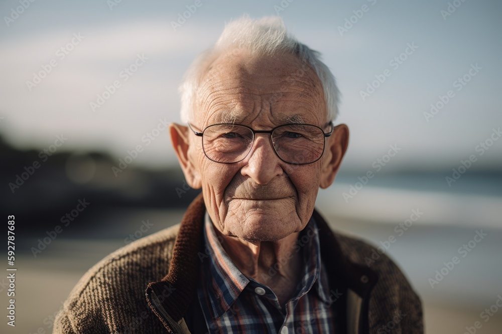 Portrait of senior man with eyeglasses on the beach. Portrait of senior man with eyeglasses on the beach.