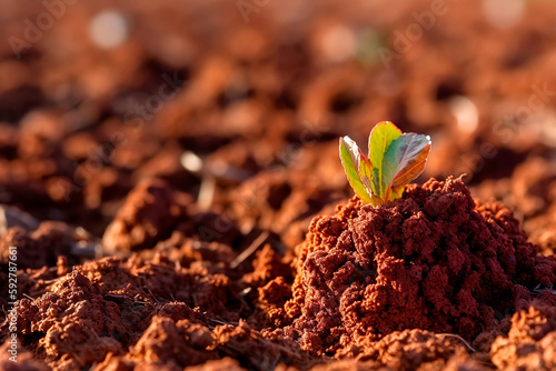 Valokuva Pequeno broto de planta crescendo em solo fértil e úmido