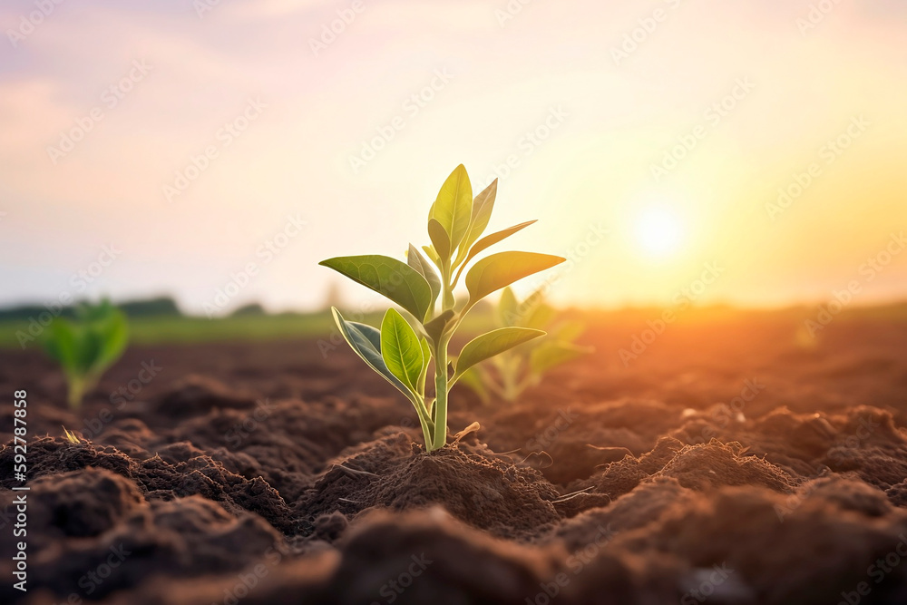 Ταπετσαρία Pequeno broto de planta crescendo em solo fértil e úmido