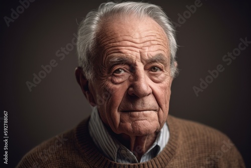 Portrait of an elderly man on a dark background. Toned. © Robert MEYNER