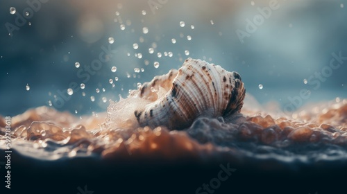 Seashell with sea. Generative AI