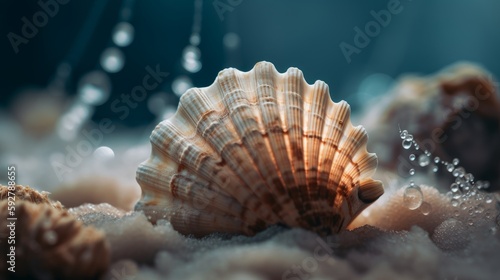 Seashell with sea. Generative AI