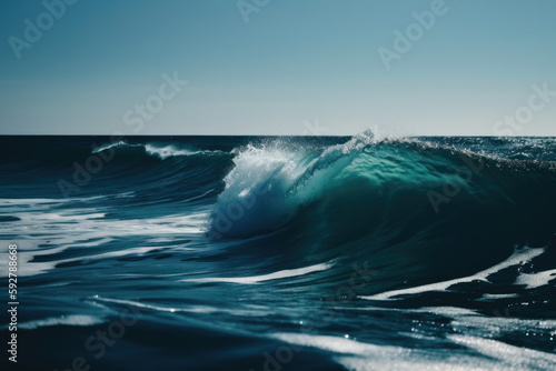 waves crashing on the beach. AI generative image. © ruang