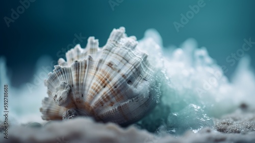 Seashell with sea. Generative AI