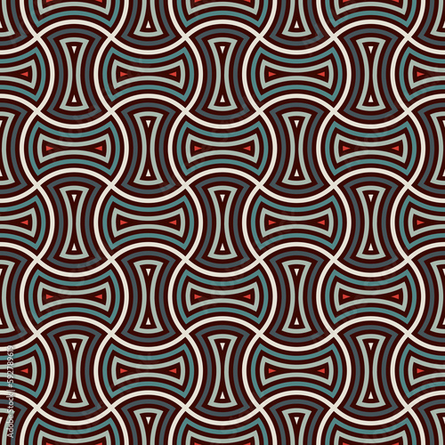Apple core quilts texture. Bow tie motif. Seamless surface pattern design with interlocking axehead figures.