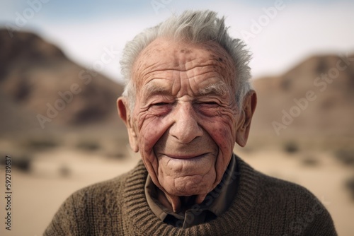 Portrait of an old man in the middle of the desert. © Robert MEYNER