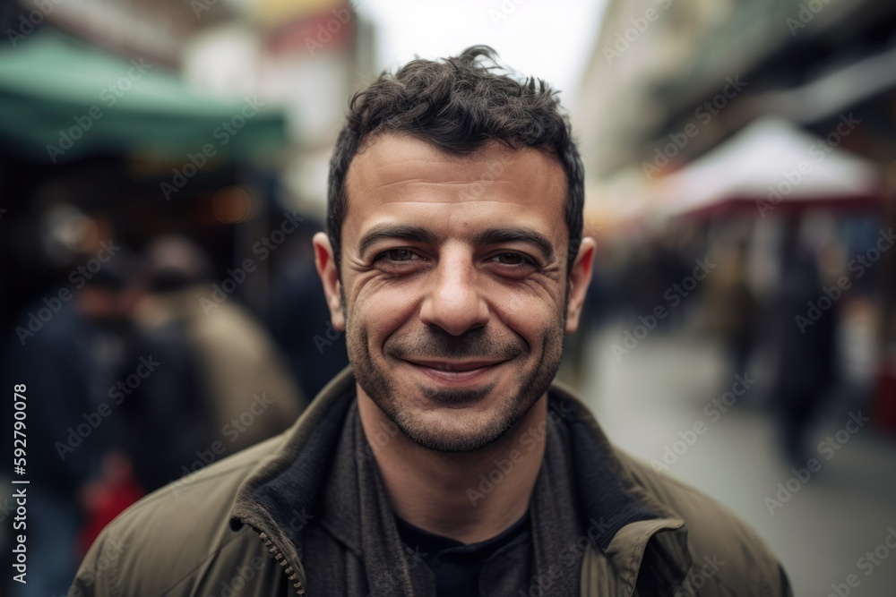 Portrait of a smiling man in the streets of the city. Portrait of a smiling man in the streets of the city.