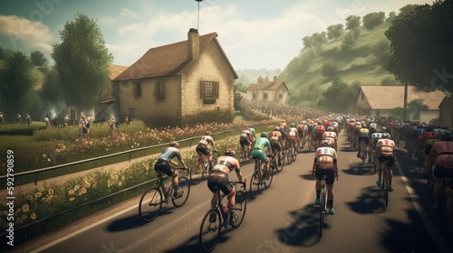 Tour de France, bicycle race, sport. Generative AI