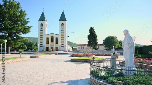 Medjugorje, Bosnia and Herzegovina. Statue of Virgin Mary in front of Cathedral.  photo