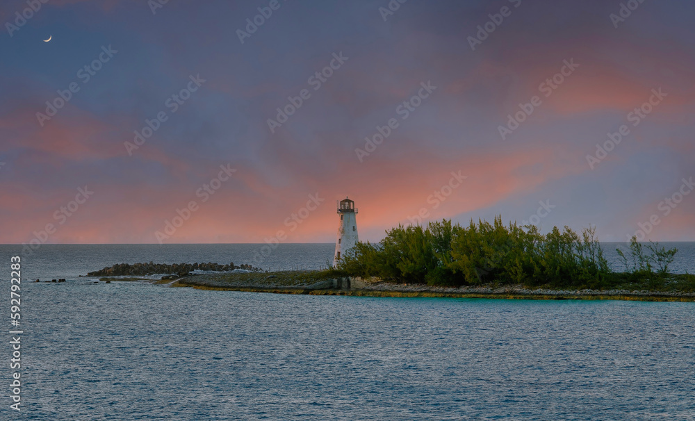 Lighthouse on Nassau at Sunset
