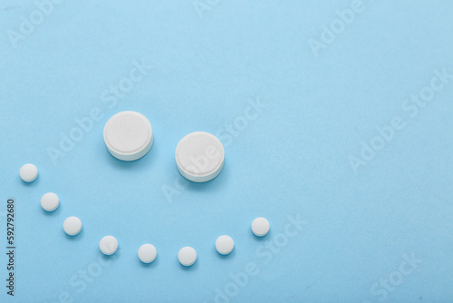 Smile made of white pills o...