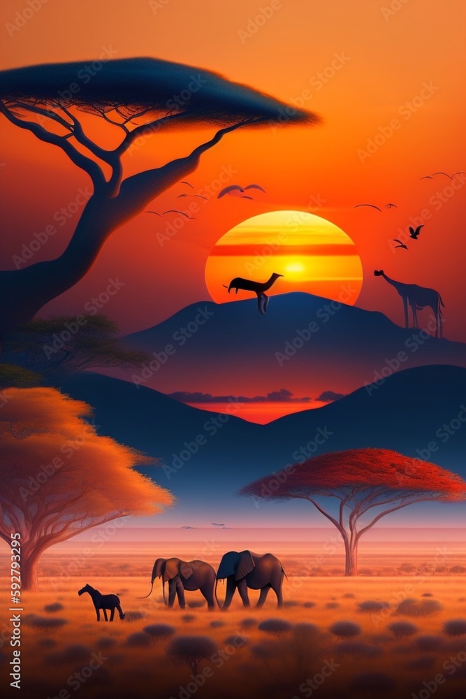 sunset mountains africa