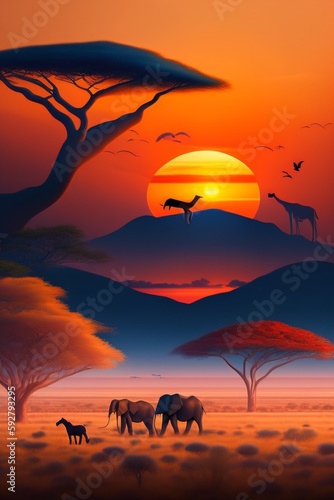 sunset mountains africa