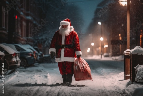 Santa claus in the night Generative Ai 