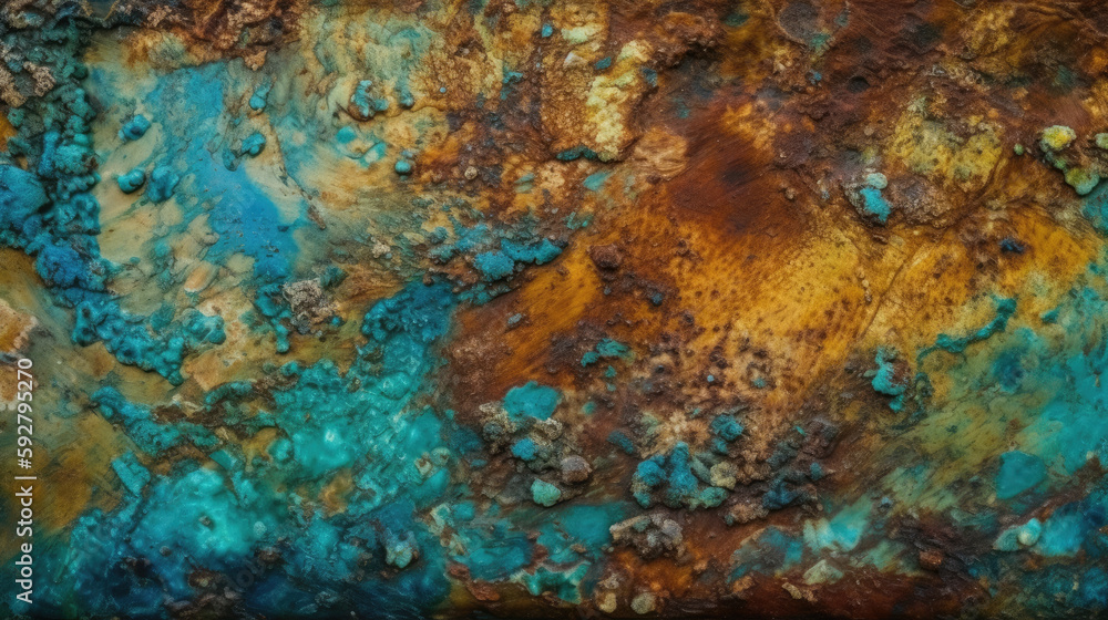 Acid Stained Weathered Azurite Texture Background - generative ai