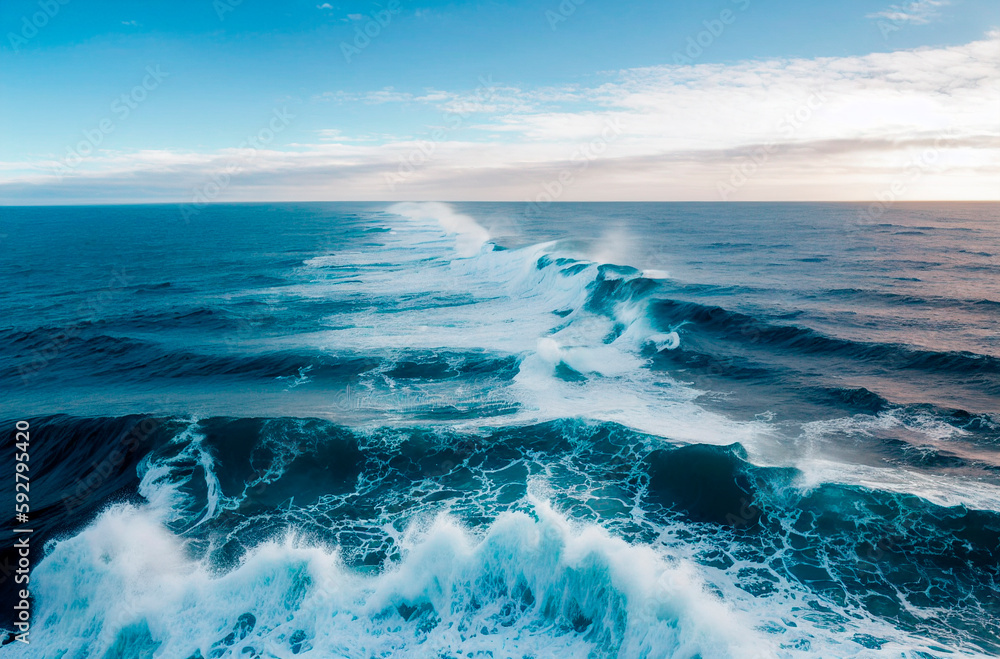 Waves on Ocean. Generative AI. Waves on Ocean. Generative AI.