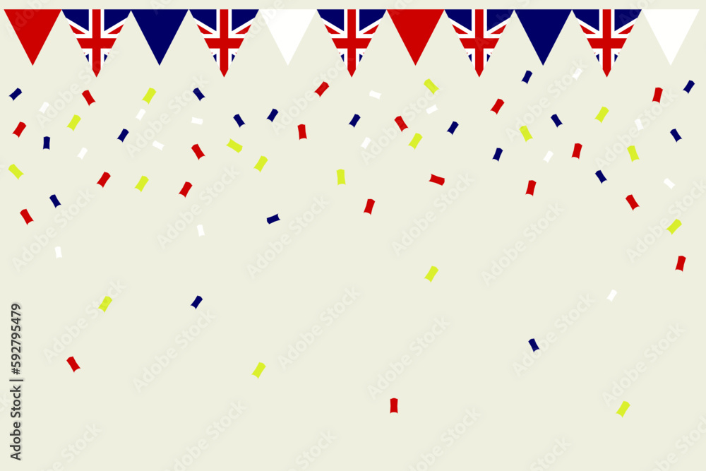 Coronation celebration UK Union Jack flag garland background vector illustration - obrazy, fototapety, plakaty 