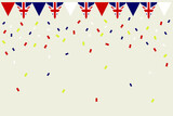  Union Jack flag bunting garland celebration UK background vector illustration coronation parade party.