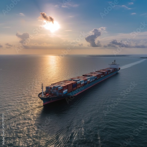 cargo ship in the sea, logistic import export freight shipping transportation oversea worldwide, generative ai