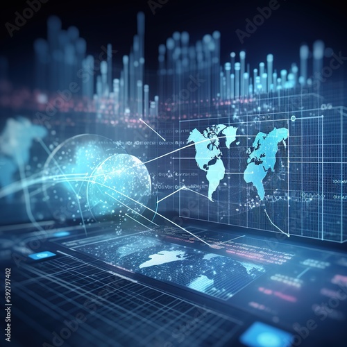 Data science and digital marketing on global business.Business smart, Business investment with global economy growth, Stock market, financial and data exchange on global network. generative ai