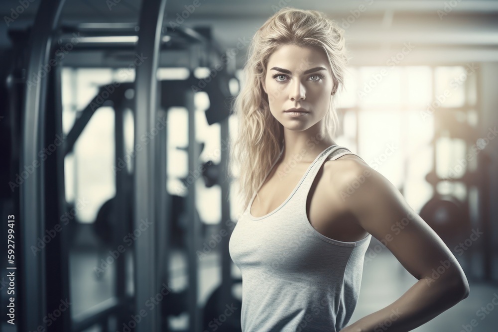 Woman exercising in a fitness club. The concept of a healthy lifestyle. AI generated, human enhanced Woman exercising in a fitness club. The concept of a healthy lifestyle. AI generated, human enhanced