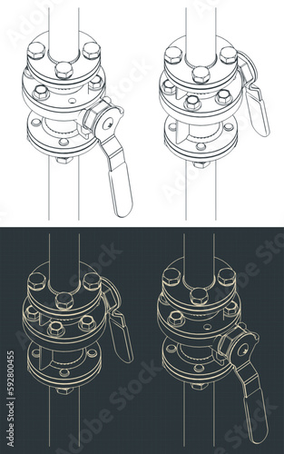 Ball valve isometric blueprint