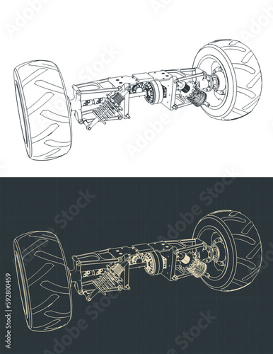 Car rear axle blueprints