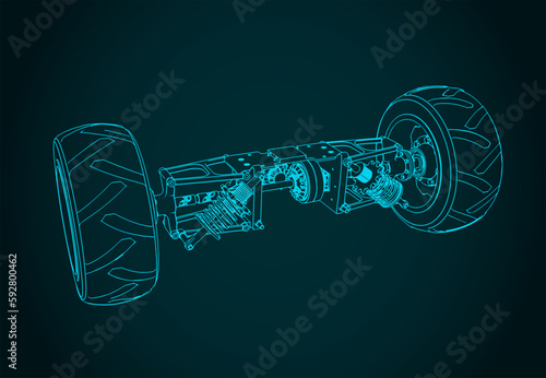 Car rear axle blueprint