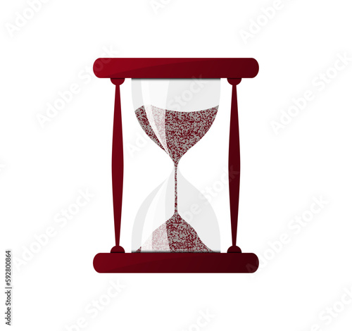 3d vintage sandglass vector on white background. Brown hourglass with sand illustration to use in business, deadline, countdown, time measure,  infographics projects and presentations.