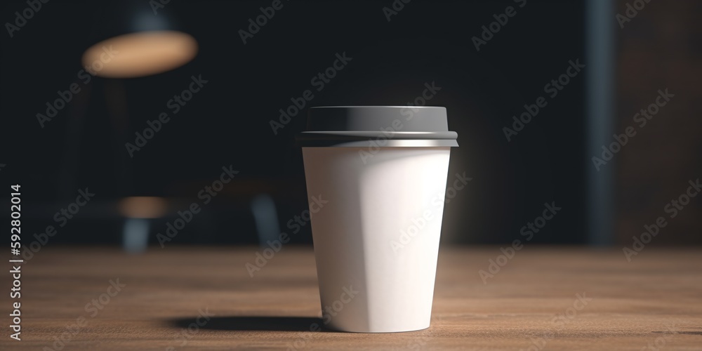 Coffee paper cup mockup. Recyclable kraft paper cup. Generative AI. Coffee. Copy space for text and logo Coffee paper cup mockup. Recyclable kraft paper cup. Generative AI. Coffee. Copy space for text and logo