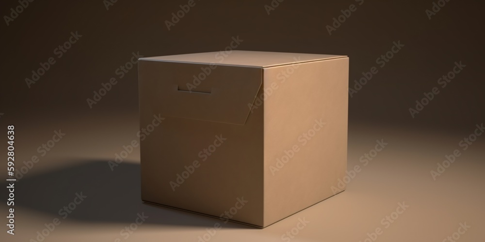 Craft paper box mockup. Copy space for text and logo. Empty carton packaging for takeaway delivery. Generative AI. Kraft brown box made isolated on white background Craft paper box mockup. Copy space for text and logo. Empty carton packaging for takeaway delivery. Generative AI. Kraft brown box made isolated on white background