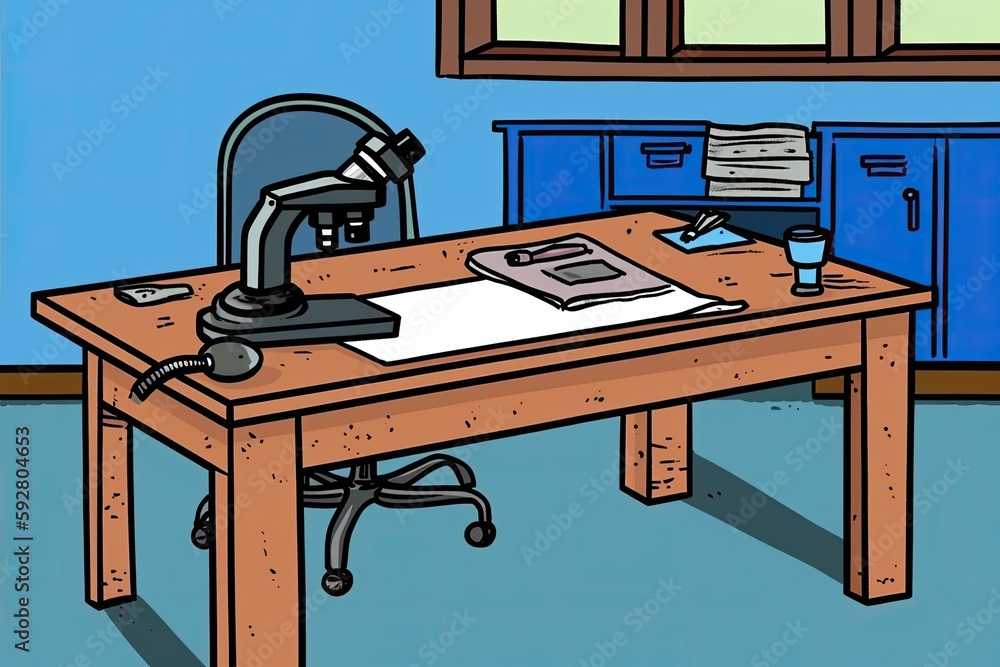 desk with a lamp on it, perfect for a cozy workspace. Generative AI desk with a lamp on it, perfect for a cozy workspace. Generative AI