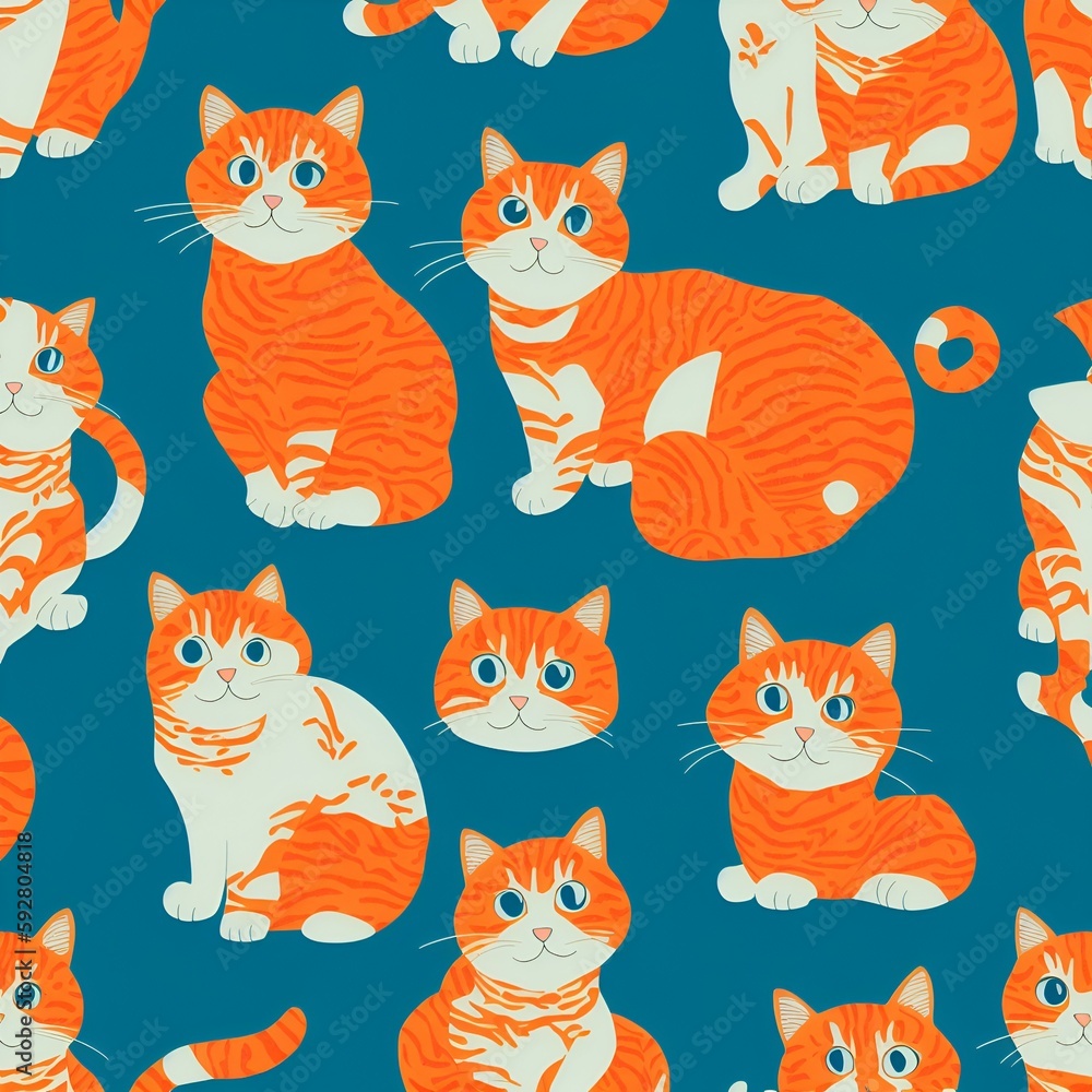 seamless pattern with orange cats made with Leonardi.ai Art Generator