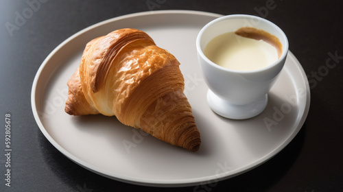 Perfect Pair  Croissant and Coffee 