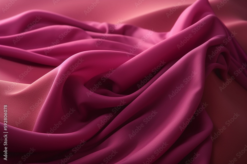 Obraz premium Spectacular photograph of bright pink fabric that simulates sand dunes, detailed in fabric texture, Generative IA
