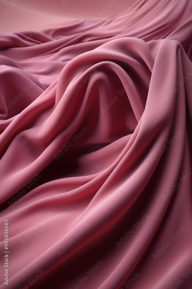 Spectacular photograph of bright pink fabric that simulates sand dunes, detailed in fabric texture, Generative IA