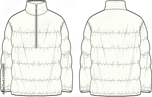 Men Puffer Jacket Vector Illustration Template