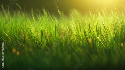 Grass growing Summer Lawn Background Generative AI