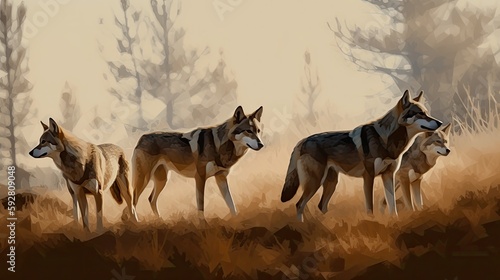 Wolves in the field © Furrcom