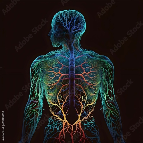 corpo humano com veias, criado por Inteligência artificial. photo