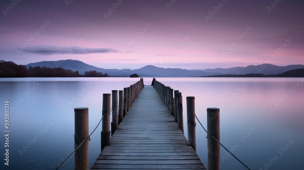 Naklejka premium pier at sunset