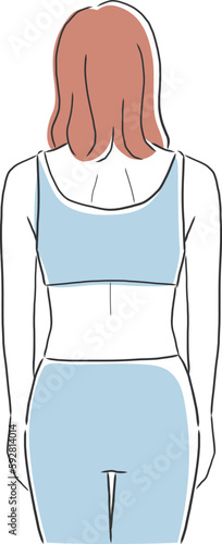後ろ姿の女性のイラスト素材